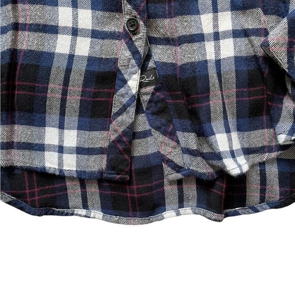 RAILS Kendra Button Down Plaid Shirt Blue Black White Size Medium - Picture 6 of 6